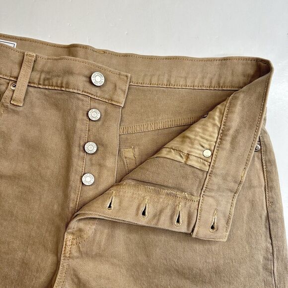 GAP Cheeky Midi Shorts 31/12 Tall (33"Waist) High Rise Tan Fray Button Fly NEW - Picture 4 of 10
